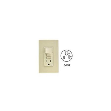 LEVITON Leviton Mfg C21-GFSW1-00I Self-Test Tamper Resistant GFCI Switch & Outlet Combination With Wallplate; Ivory 4996799